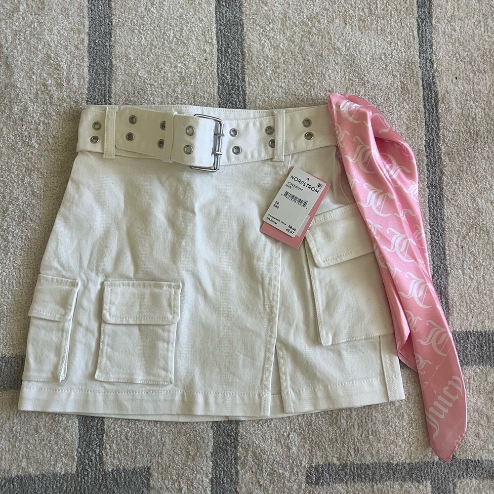 Juicy Couture Cream Mini Skirt with Pink Accent
